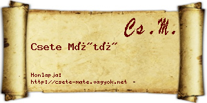 Csete Máté névjegykártya